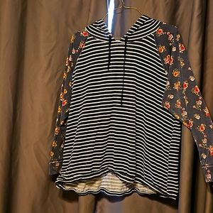 Maurices 2x striped and floral hooded sweatshirt